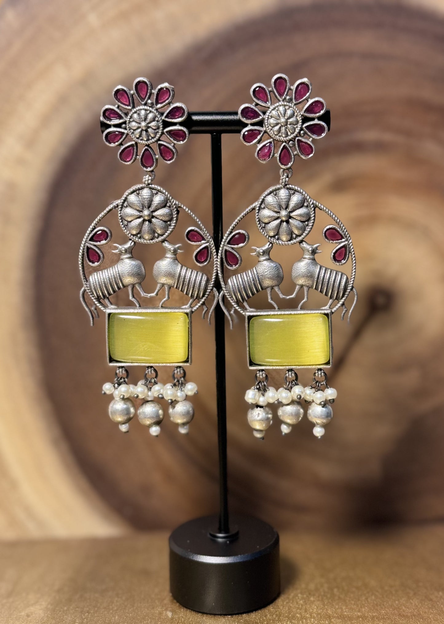 Chandbali Earrings with Monalisa stone
