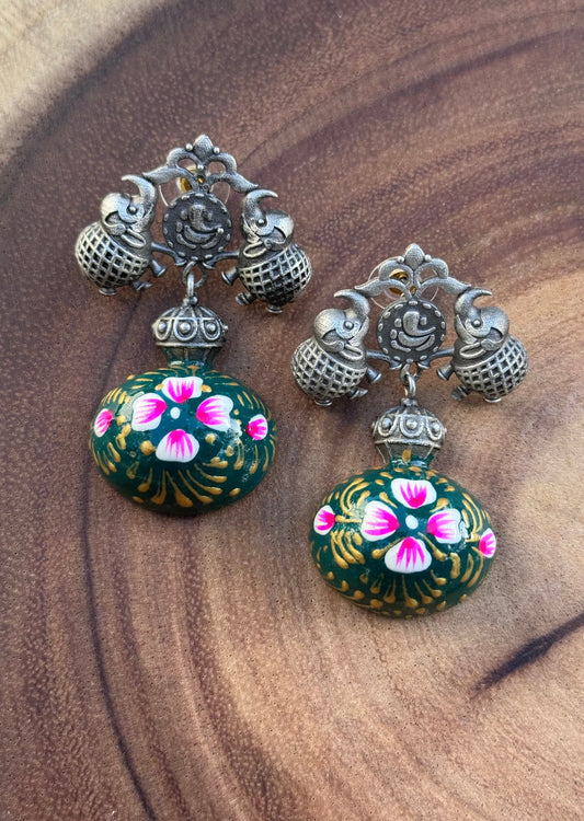 Hand Painted Oxidized Earring