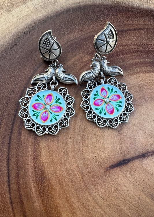 Hand Painted Oxidized Earrings