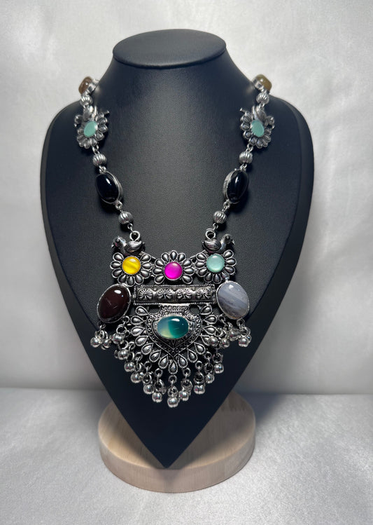 Multicolored Oxidized Long Necklace