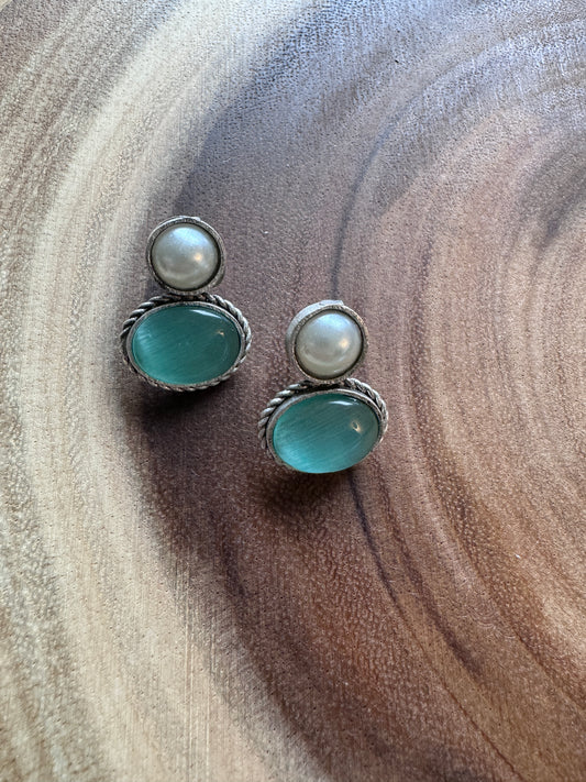 Pearl Studs with Stone